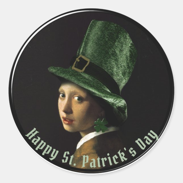 Kleeblatt-Ohrhänger St. Patrick's Day Runder Aufkleber (Vorderseite)