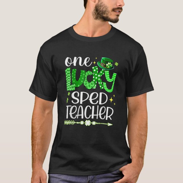 Kleeblatt One Lucky Sped Teacher St. Patrick's Day T-Shirt (Vorderseite)