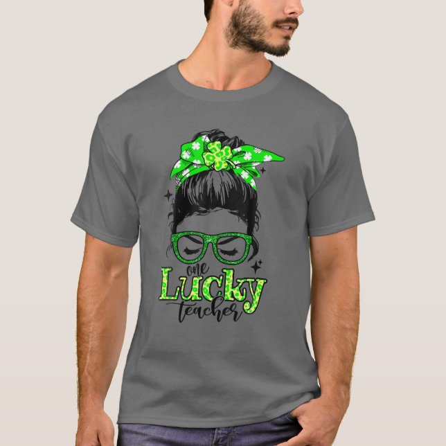 Kleeblatt One Lucky Teacher St. Patrick's Day Scho T-Shirt (Vorderseite)