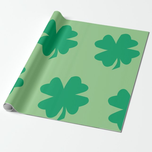 Kleeblatt Pattern Sage Green St Patrick's Day 2024 Geschenkpapier (Ungerollt)