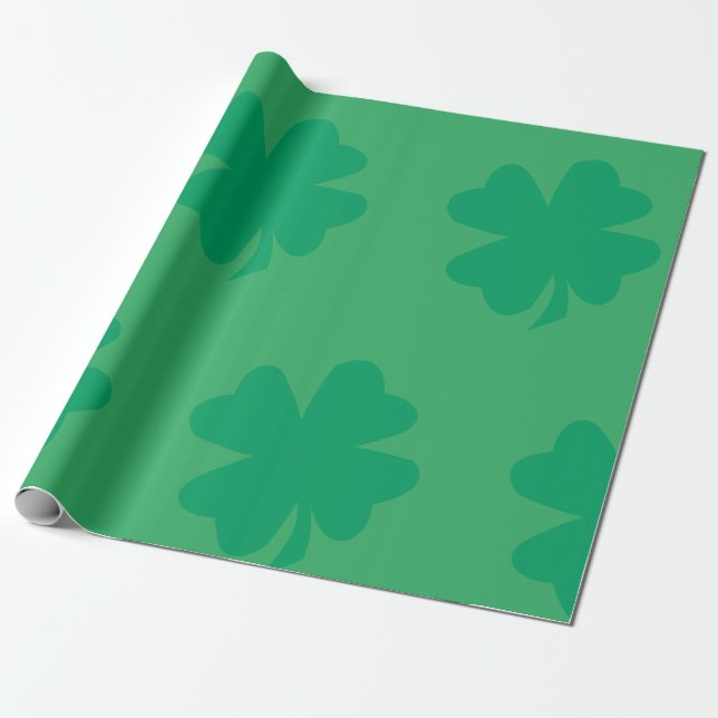 Kleeblatt Pattern Sea Green St Patrick's Day 2024 Geschenkpapier (Ungerollt)