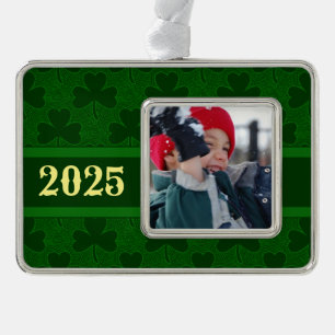 Kleeblatt personalisiert Rahmen-Ornament silber