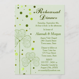 Kleeblatt Polka Dots Hochzeit Probe Abendessen 2 Einladung