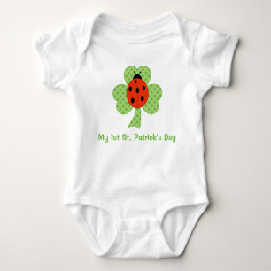 Kleeblatt Polka dots Ladybug   1. St. Patricks Day Baby Strampler
