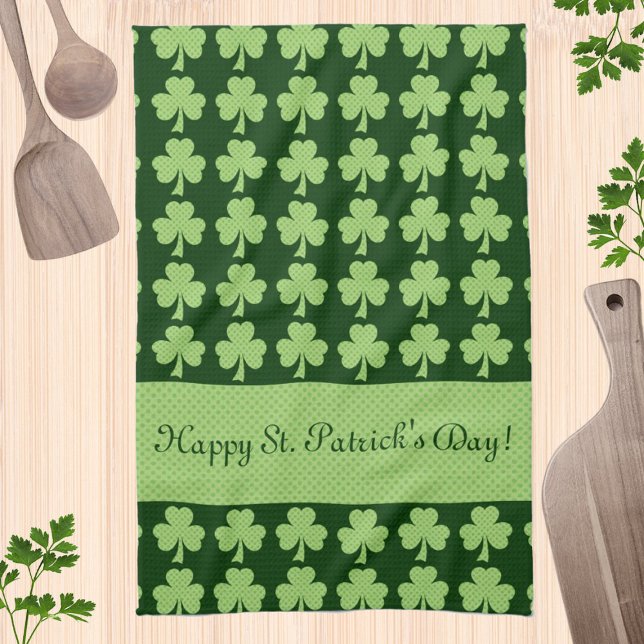 Kleeblatt Polka dots St. Patrick's Day Personalize Geschirrtuch (Von Creator hochgeladen)
