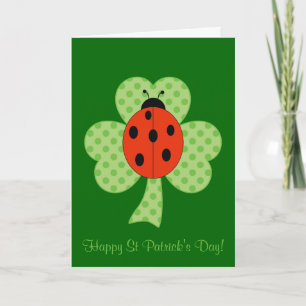 Kleeblatt Polka Dots und Ladybug St Patrick's Day Karte