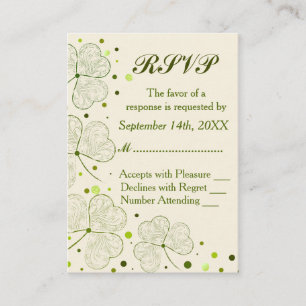Kleeblatt Polka Dots Wedding RSVP Begleitkarte