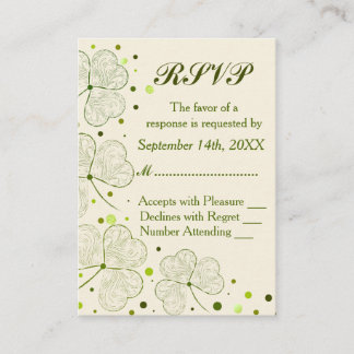 Kleeblatt Polka Dots Wedding RSVP Begleitkarte
