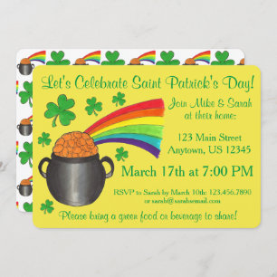 Kleeblatt Pot of Gold Rainbow St. Patrick's Day Einladung