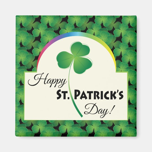 Kleeblatt Rainbow Happy St. Patrick's Day Magnet (Vorne)