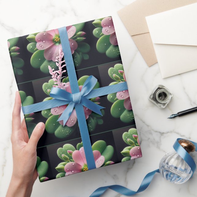 Kleeblatt, Rosa und grüne Oxalis Geschenkpapier (Schenken)