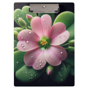 Kleeblatt, Rosa und grüne Oxalis Klemmbrett