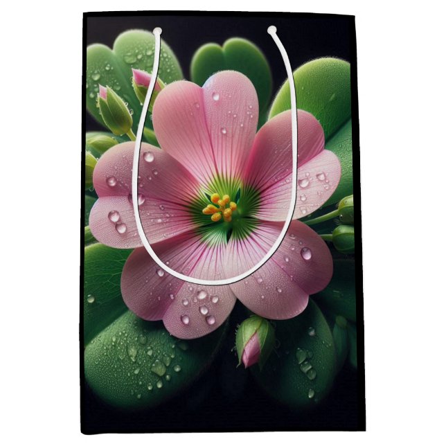 Kleeblatt, Rosa und grüne Oxalis Mittlere Geschenktüte (Vorderseite)