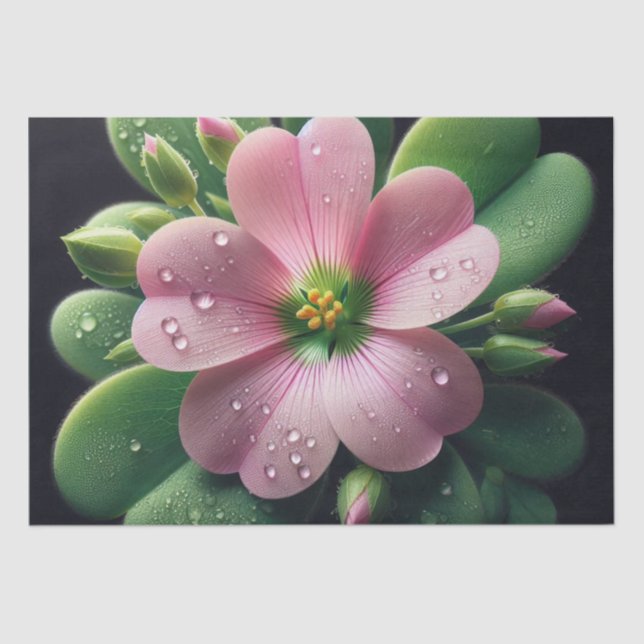 Kleeblatt, Rosa und grüne Oxalis Seidenpapier (Vorderseite)