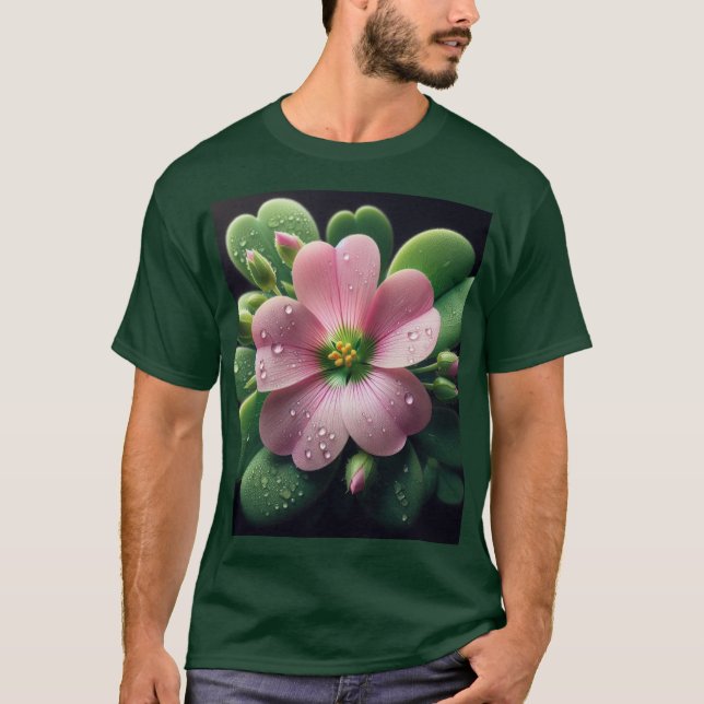 Kleeblatt, Rosa und grüne Oxalis T-Shirt (Vorderseite)