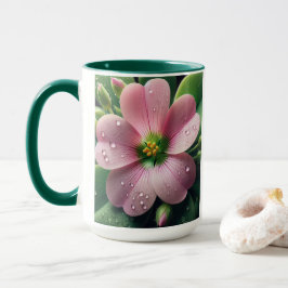 Kleeblatt, Rosa und grüne Oxalis Tasse