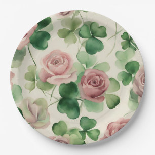 Kleeblatt-Rose Pappteller