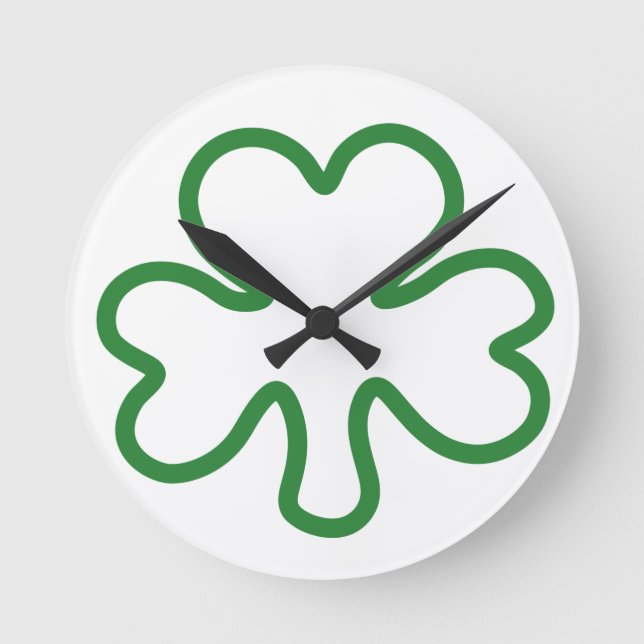 Kleeblatt Runde Wanduhr (Vorderseite)