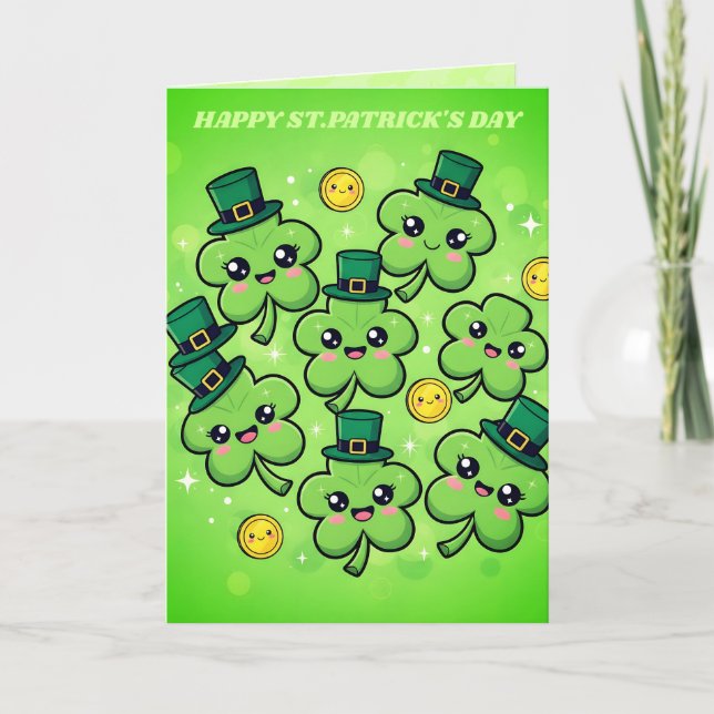 Kleeblatt-Schatz St. Patrick's Day Karte (Vorderseite)