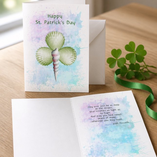Kleeblatt Seashells St. Patrick's Day Card Feiertagskarte (Von Creator hochgeladen)