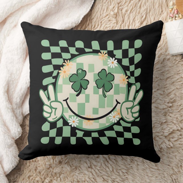 Kleeblatt Smile Face Funny St Patrick's Day Kissen (Decke)