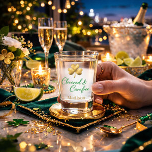 Kleeblatt & Sorglos Smaragd & Gold Schnapsglas