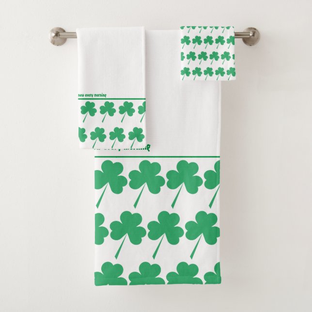 KLEEBLATT St Patrick Personalisiert Scripting WHIT Badhandtuch Set (Insitu)