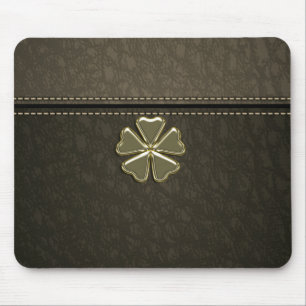 Kleeblatt St.Patrick`s Day, Brown Leather Mousepad