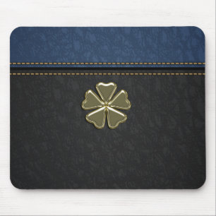Kleeblatt St.Patrick`s Tag, Blaues schwarzes Leder Mousepad