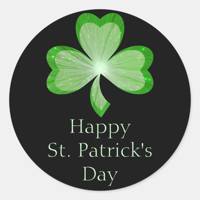 Kleeblatt "St Patrick's Day" Aufkleber rund schwar (Vorderseite)
