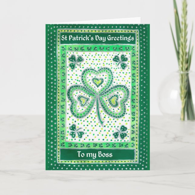 Kleeblatt St Patrick's Day Card für einen Boss Karte (Vorderseite)