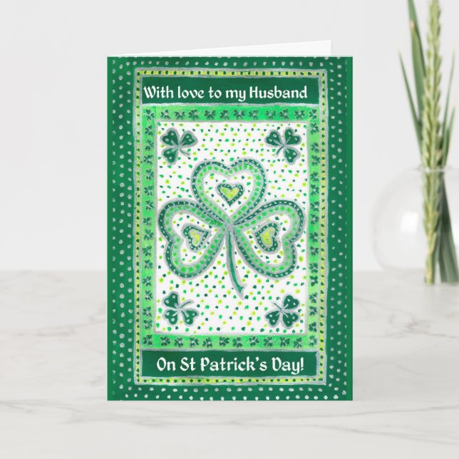 Kleeblatt St Patrick's Day Card für einen Ehemann Karte (Vorderseite)