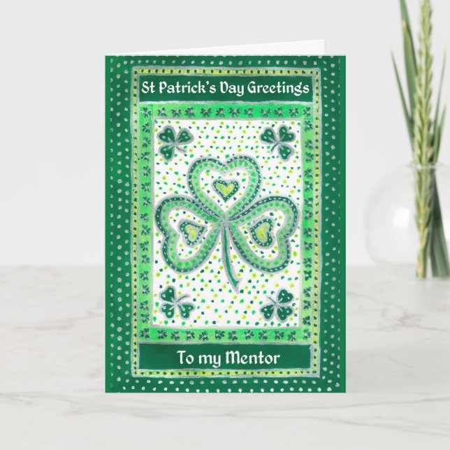 Kleeblatt St Patrick's Day Card für einen Mentor Karte (Vorderseite)
