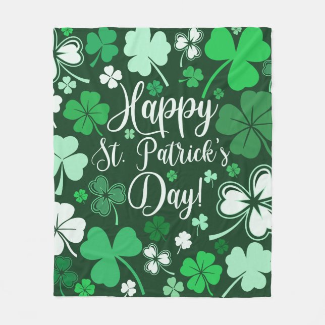 Kleeblatt St. Patrick's Day Fleecedecke (Vorderseite)