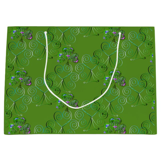 Kleeblatt St. Patrick's Day Geschenktasche Große Geschenktüte (Vorderseite)
