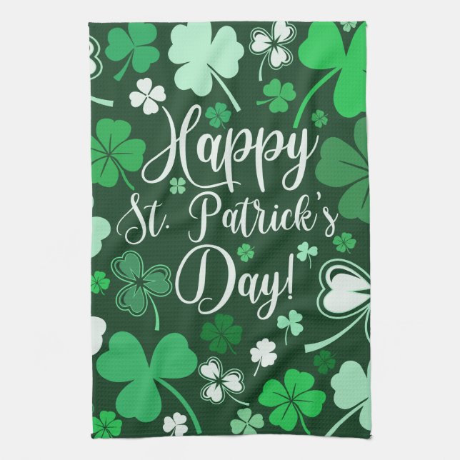 Kleeblatt St. Patrick's Day Geschirrtuch (Vertikal)