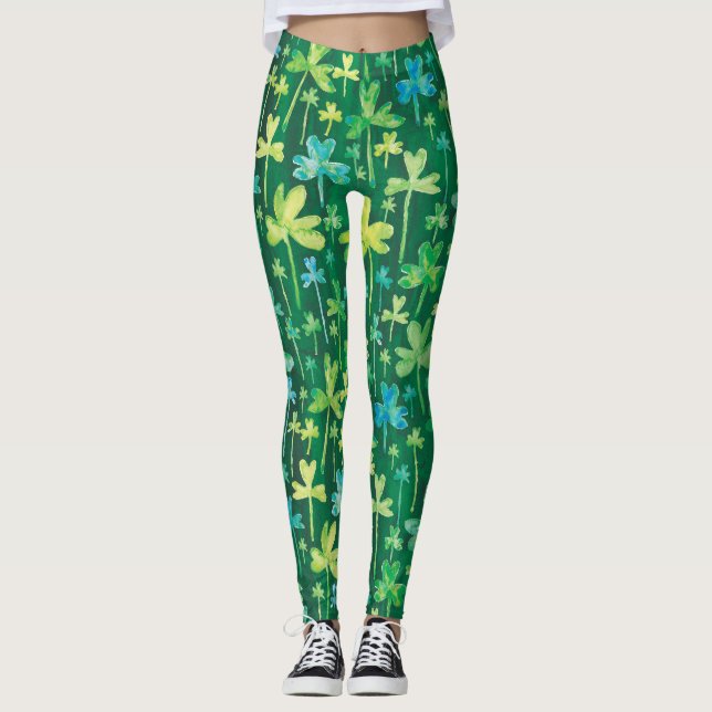 Kleeblatt St. Patrick's Day Grüne Leggings (Vorderseite)
