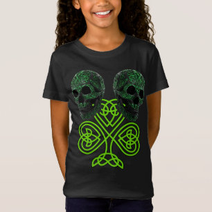 Kleeblatt St Patricks Day Irish Celtic Knot Skulls T-Shirt