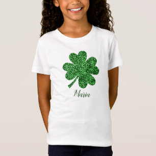 Kleeblatt St Patricks Day Kid's Imitats Glitzer T-Shirt