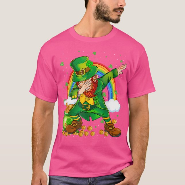 Kleeblatt St Patricks Day Men Women Kinder Dabbing T-Shirt (Vorderseite)