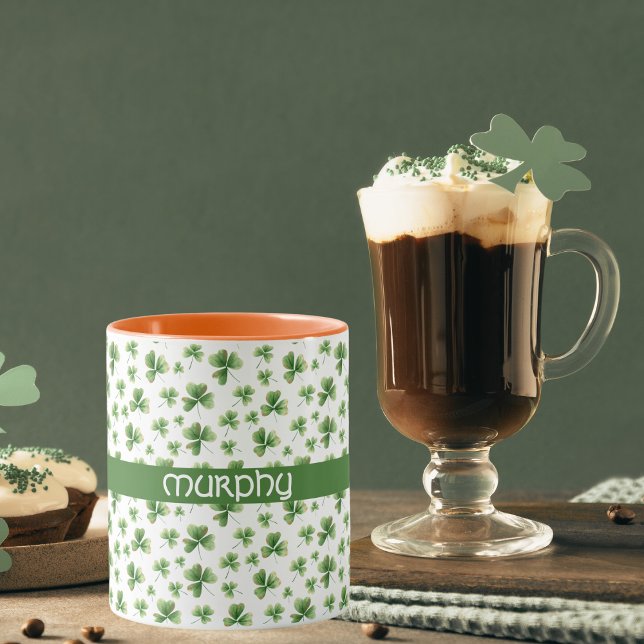 Kleeblatt St. Patrick's Day Nachname Tasse (Von Creator hochgeladen)