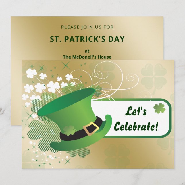 Kleeblatt St Patricks Day Party Einladung (Vorne/Hinten)