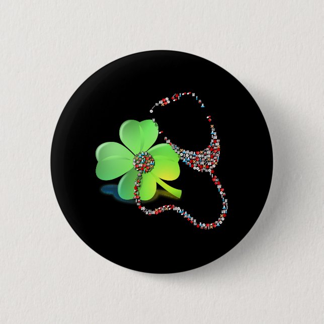 Kleeblatt St. Patricks Day Registered Nurse T-Shir Button (Vorderseite)