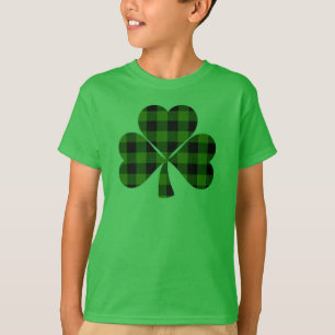 Kleeblatt St. Patty  kariertes Grün T-Shirt