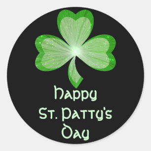 Kleeblatt "St Patty's Day" Aufkleber rund schwarz