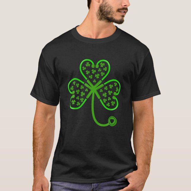 Kleeblatt Stethoscope Nurse T St Patricks Day T-Shirt (Vorderseite)