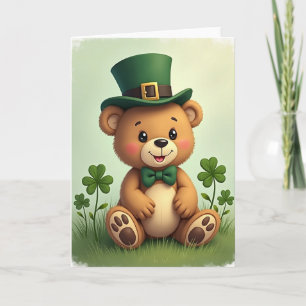 Kleeblatt Teddybär Glückwunschkarte Karte