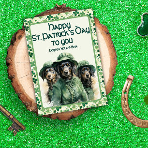 Kleeblatt Trio Irish Pups St Patricks Day Feiertagskarte