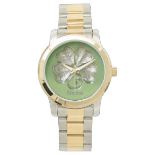 Kleeblatt-Uhr! Iren-Uhr! Addieren Sie Namen! Armbanduhr