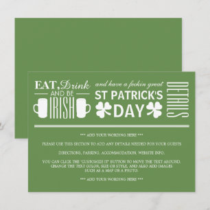Kleeblatt und Bier Irish St Patrick's Day Detail Einladung